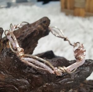 Two-Tone Wirewrapped Bracelet - Gold and Silver Wire Bangle - Stackable Bracelet